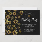 ゴールデエレガントンスノーフレークズホリデーパーティ招待状 招待状 (正面)