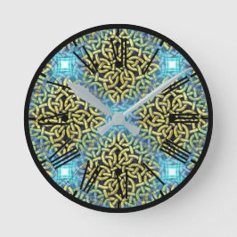 ゴールデエレガントントリムアクアバックグラウンド ラウンド壁時計