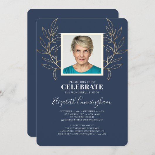 ゴールデモダンンブリー葉ジング 招待状 (正面/裏面)