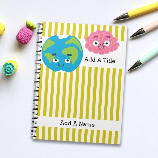 ゴールデロッド黄白ストライプ・学校・カスタム ノートブック