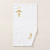 ゴールデンいかりオンネイビーブルー&ホワイト バスタオルセット (ハンドタオル)