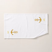 ゴールデンいかりオンネイビーブルー&ホワイト バスタオルセット (ハンドタオル)