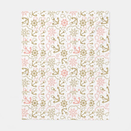 ゴールデンいかりパターン フリースブランケット (正面)