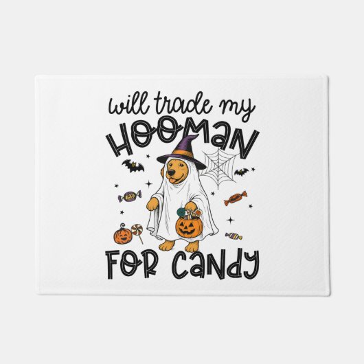 ゴールデンおもしろいドグハロウィーン幽霊不気味 ドアマット (正面)