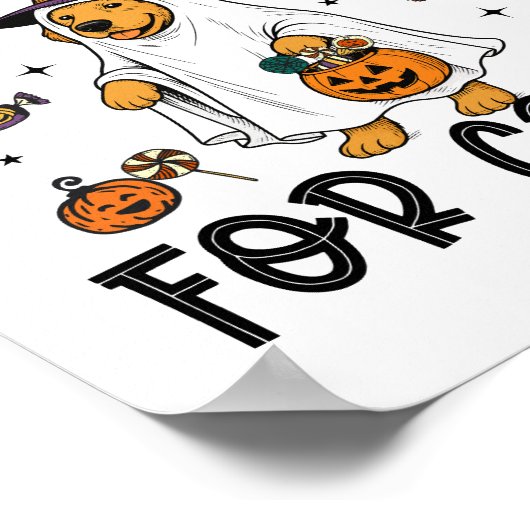 ゴールデンおもしろいドグハロウィーン幽霊不気味 ポスター (角)