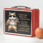 ゴールデンおもしろいバギーパンツを着たMCハムスターラッパー メタルランチボックス (インサイチュ)