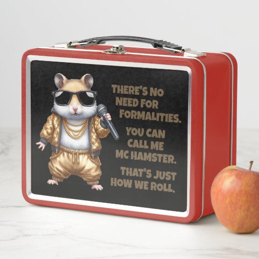 ゴールデンおもしろいバギーパンツを着たMCハムスターラッパー メタルランチボックス (インサイチュ)