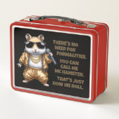 ゴールデンおもしろいバギーパンツを着たMCハムスターラッパー メタルランチボックス (裏面)