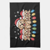 ゴールデンおもしろいレトリエバークリスマスパピードッグ キッチンタオル (縦)