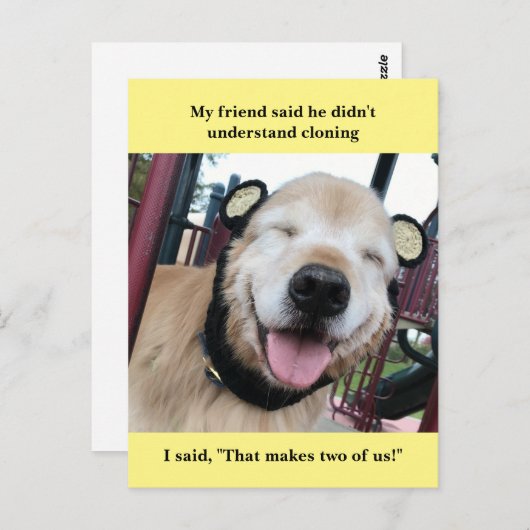 ゴールデンおもしろいレトリエバークローニングジョークミーム ポストカード (正面/裏面)