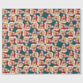 ゴールデンおもしろいレトリエバーサンタハットクリスマスパターン ラッピングペーパー (フラット)