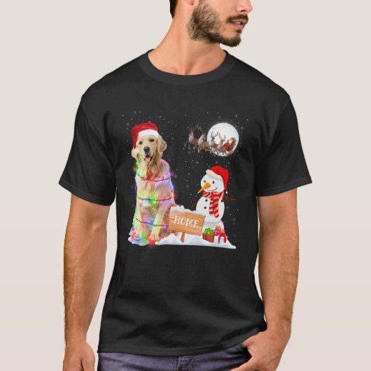 ゴールデンおもしろいレトリエバードッグクリスマス雪だるまクリスマス Tシャツ (正面)