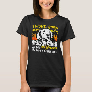 ゴールデンおもしろいレトリエバードッグレトロヴィンテージサンセットフー Tシャツ