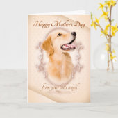 ゴールデンおもしろいレトリエバーマザーズデイカード カード (黄色い花)