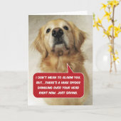 ゴールデンおもしろいレトリエバー荒角恐怖症 – 誕生日 カード (黄色い花)