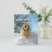 ゴールデンおもしろいレトリエ遊バが雪のミームに入る ポストカード (スタンド正面)