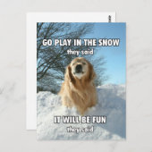 ゴールデンおもしろいレトリエ遊バが雪のミームに入る ポストカード (正面/裏面)