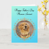 ゴールデンおもしろいレトリバーが家の父の日を支配 カード (黄色い花)