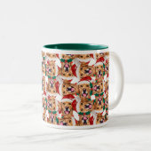 ゴールデンおもしろいレトリバーのクリスマスパターン ツートーンマグカップ (正面右)