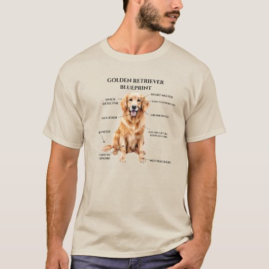 ゴールデンおもしろいレトリバーの設計図 Tシャツ (正面)