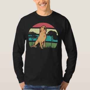 ゴールデンおもしろいレトリバードッグレトロサンセットレトリバー Tシャツ