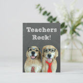 ゴールデンおもしろいレトリバー先生の感謝 ポストカード (スタンド正面)