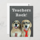 ゴールデンおもしろいレトリバー先生の感謝 ポストカード (正面/裏面)