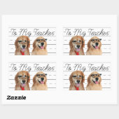 ゴールデンおもしろいレトリバー先生の感謝 長方形シール (シート)