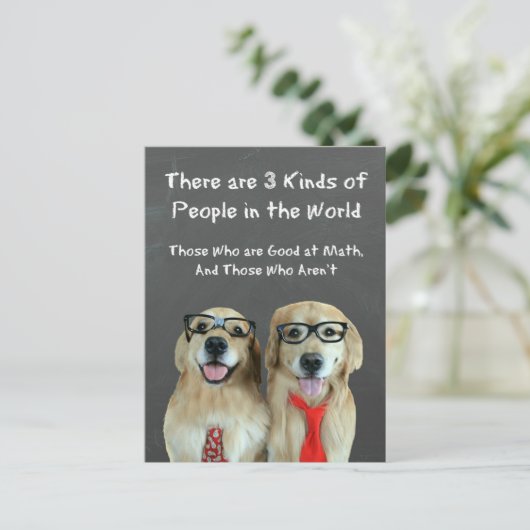 ゴールデンおもしろいレトリバー数学のジョーク ポストカード (スタンド正面)