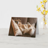 ゴールデンおもしろいレトリバー父の日札 カード (黄色い花)