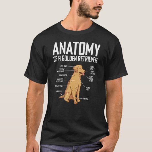 ゴールデンおもしろいレトリバー犬の愛犬ペットの解剖学 Tシャツ (正面)