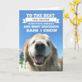 ゴールデンおもしろいレトリバー犬の父の日 カード (黄色い花)