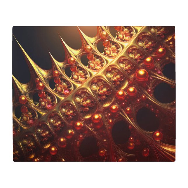 ゴールデンかみそりシャープなフラクタル メタルプリント (正面)