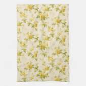 ゴールデンかわいらしイエローファームハウスフローラ キッチンタオル (縦)
