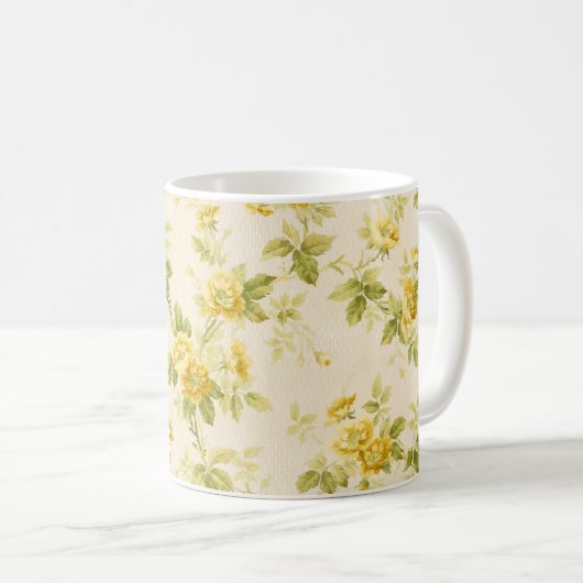 ゴールデンかわいらしイエローファームハウスフローラ コーヒーマグカップ (正面右)