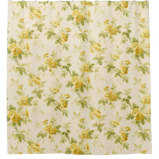 ゴールデンかわいらしイエローファームハウスフローラ シャワーカーテン (正面)