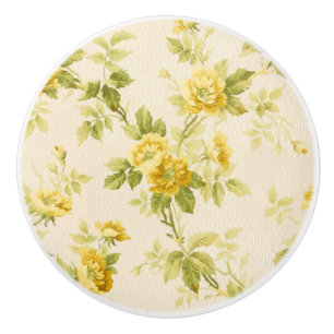 ゴールデンかわいらしイエローファームハウスフローラ セラミックノブ