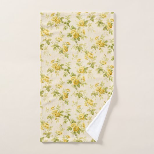 ゴールデンかわいらしイエローファームハウスフローラ バスタオルセット (ハンドタオル)
