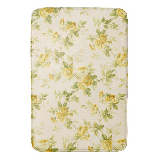 ゴールデンかわいらしイエローファームハウスフローラ バスマット (正面縦)