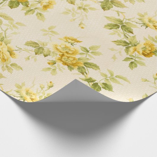 ゴールデンかわいらしイエローファームハウスフローラ ラッピングペーパー (角)