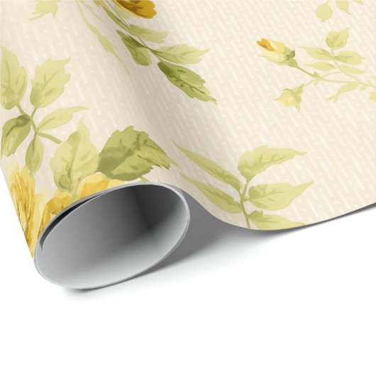 ゴールデンかわいらしイエローファームハウスフローラ ラッピングペーパー (ロールコーナー)