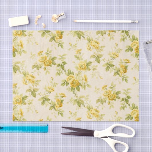 ゴールデンかわいらしイエローファームハウスフローラ 薄葉紙 (クラフト)