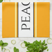 ゴールデンかわいらしイエローホワイトストライプ文字 キッチンタオル (折り畳み)