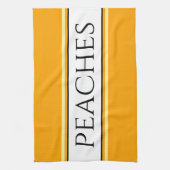 ゴールデンかわいらしイエローホワイトストライプ文字 キッチンタオル (縦)