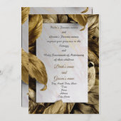 ゴールデンかわいらしリーフ結婚式招待状 招待状 (正面/裏面)