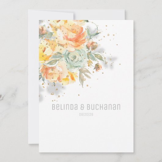 ゴールデンきらめくサンライズ結婚式招待状 案内状 (裏面)