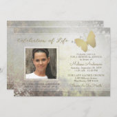 ゴールデンきらめくバタフライ記念サービス招待状 招待状 (正面/裏面)