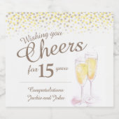 ゴールデンきらめくワイン15周年カスタム スパークリングワインラベル (シングルラベル)