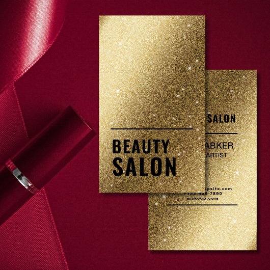 ゴールデンきらめくMETALICメイクアップアーティストと美しい 名刺