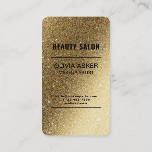 ゴールデンきらめくMETALICメイクアップアーティストと美しい 名刺 (裏面)